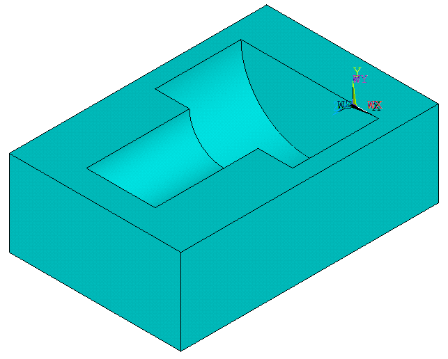 hexahedron with cylindrical groove